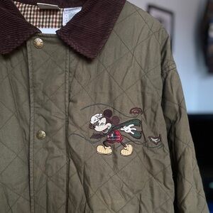 Mickey Mouse And Goofy Quilted Hunting Jacket W Corduroy Collar